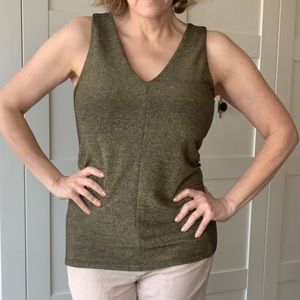 Donna Karan gold black knit sleeveless shirt NWT size M